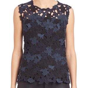 Elie Tahari Women's Blue Carrie Floral Lace Blouse